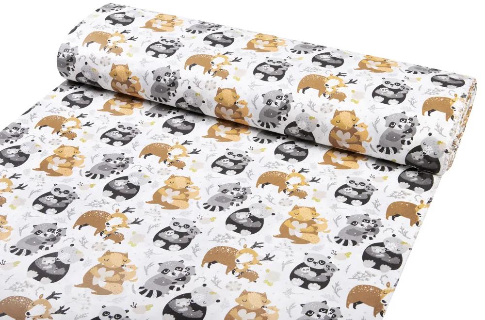 Biante Detské bavlnené posteľné obliečky do postieľky Sandra SA-223 Zvieratká s mláďátkami Do postieľky 90x140 a 50x70 cm