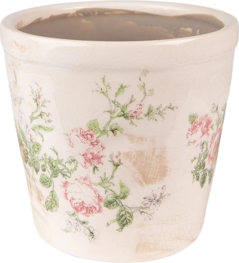 Keramický obal na kvetináč s ružami Rossia L - Ø17*16 cm