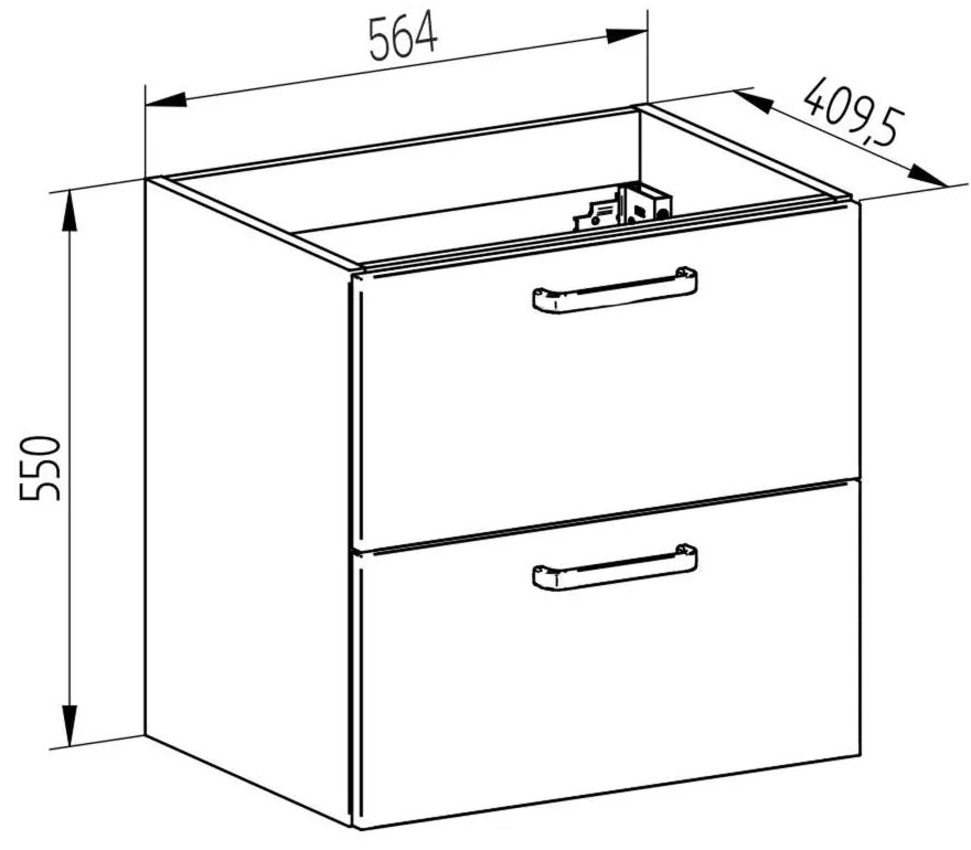 Mereo Mereo, Leny, kúpeľňová skrinka s keramickým umývadlom 60 cm, biela, nové madlo, MER-CN811N
