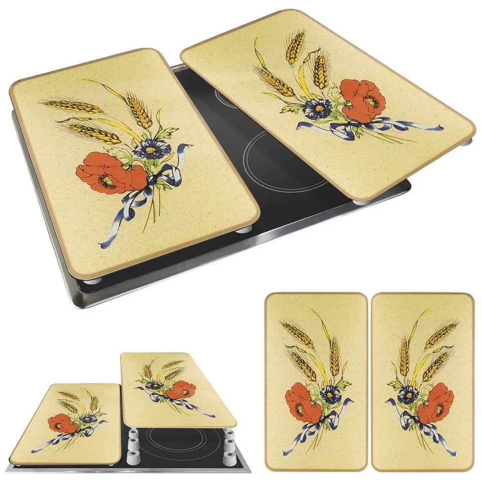Kryty na sporák v súprave 2 ks z tvrdeného skla 52x30 cm Corn-Flowers - Maximex