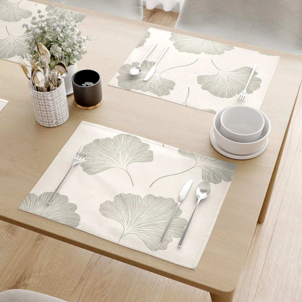 Goldea prestieranie na stôl 100% bavlnené plátno - listy ginkga - sada 2ks 30 x 40 cm