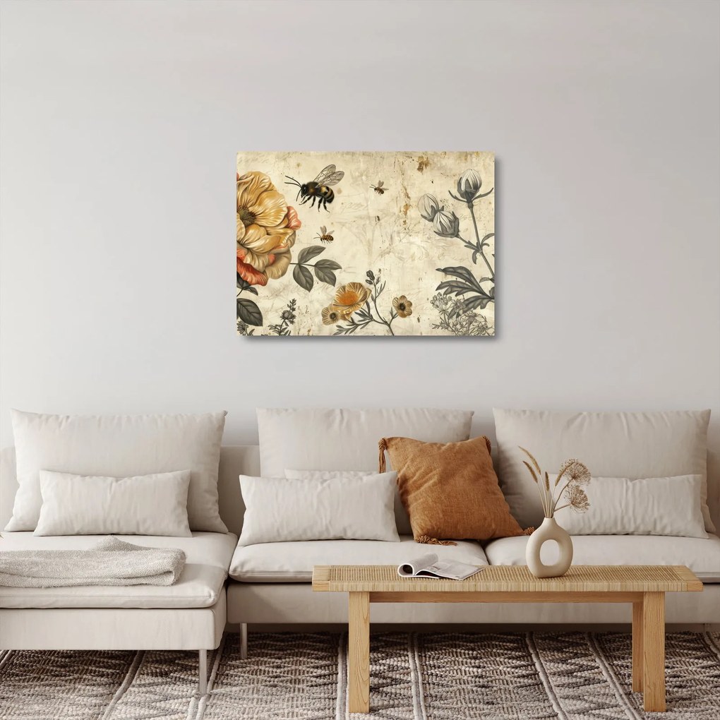 Sklenený obraz - Včelia lúka (70x50 cm)