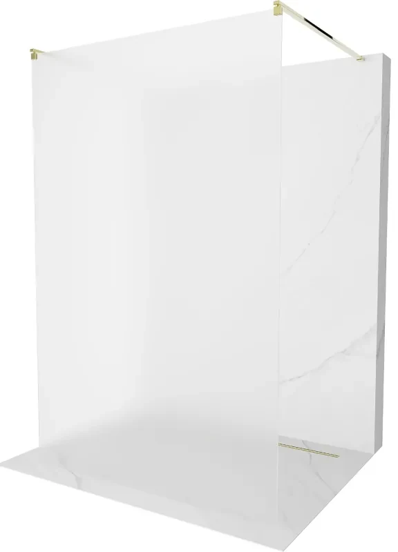 Mexen Kioto, priechodná sprchová zástena 110 x 200 cm, 8mm sklo námraza, 2x zlatá stabilizačná rozpera, 800-110-002-50-30