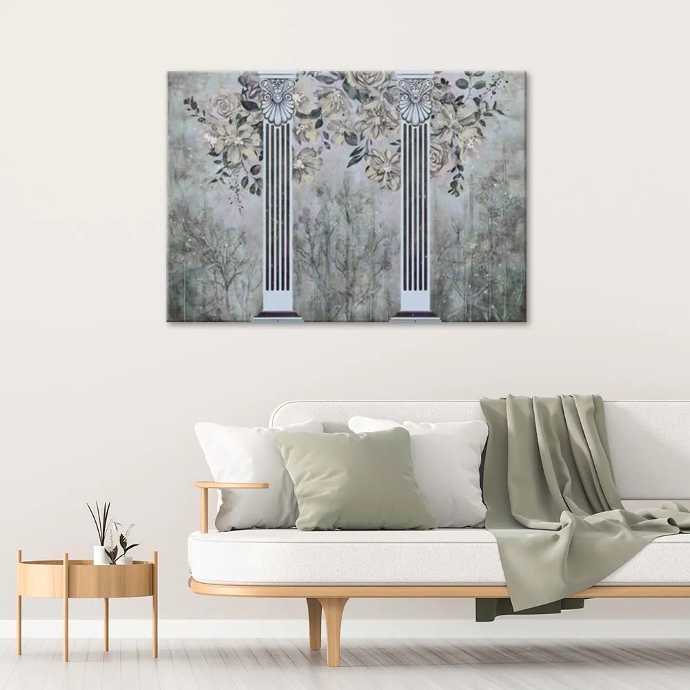 Gario Obraz na plátne Staroveké stĺpy a kvety Rozmery: 120 x 80 cm