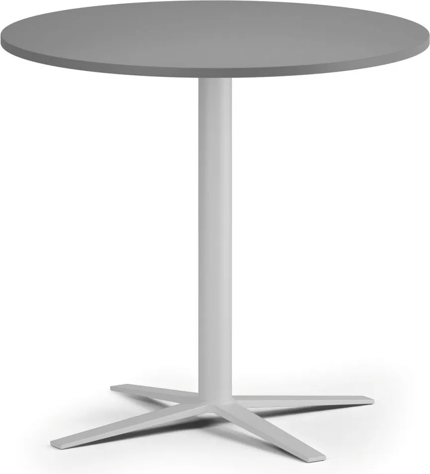 Konferenčný stolík AURA, priemer 60 cm, biela podnož, grafit