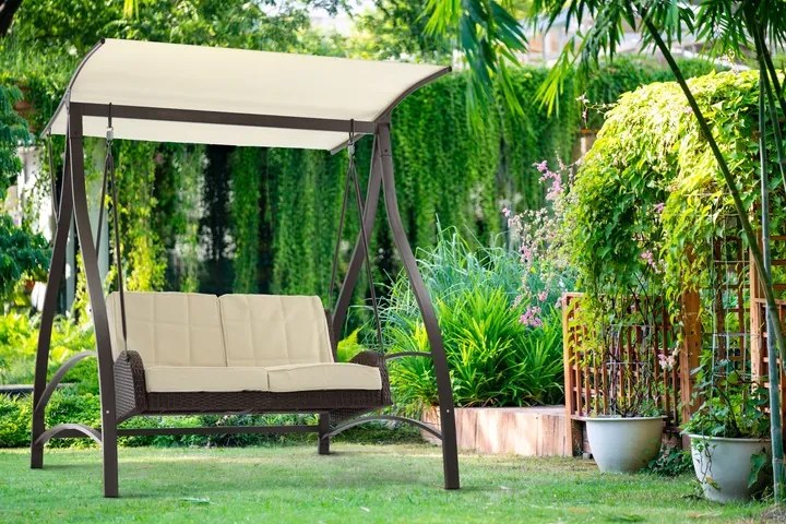 Záhradná hojdačka TEODOR 166 cm hnedo-béžová