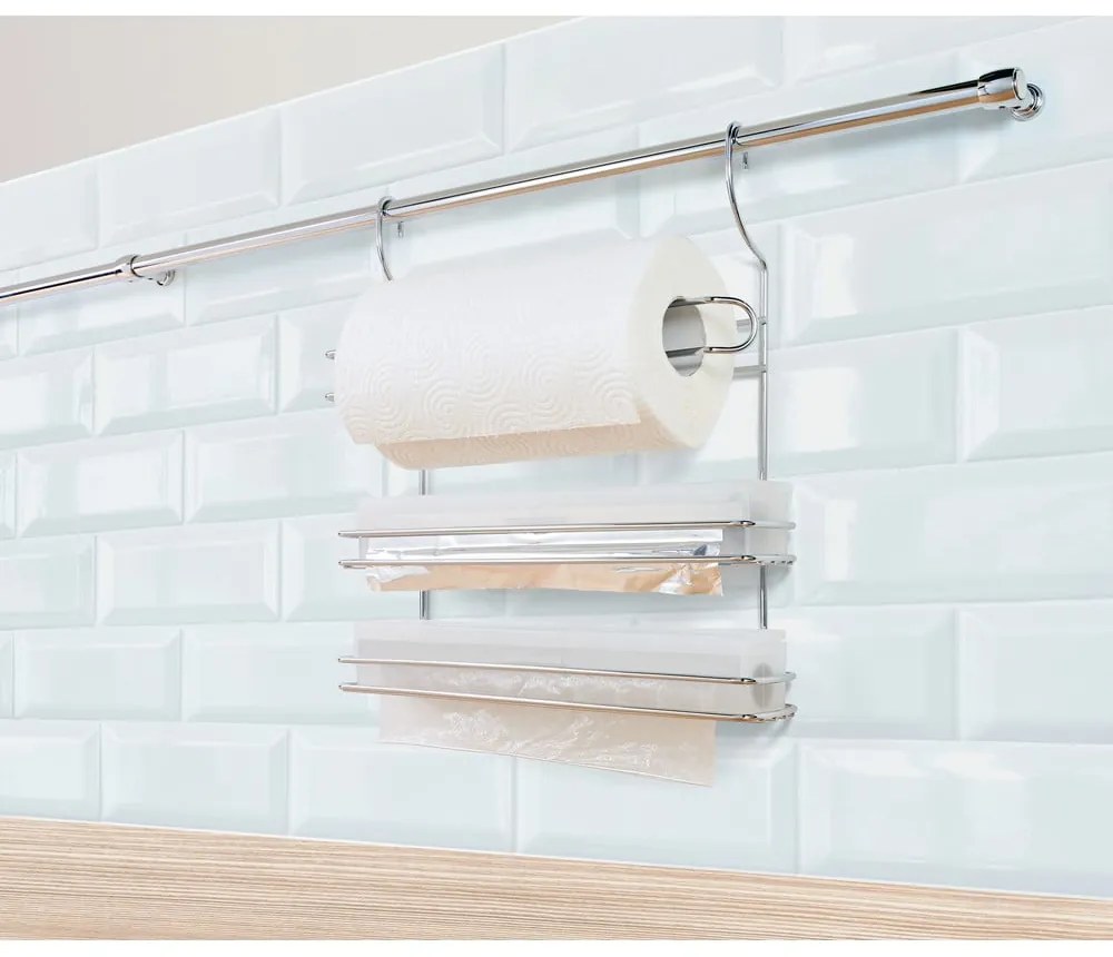 Závesný držiak na kuchynské utierky z pochrómovanej ocele v striebornej farbe Lonardo – Metaltex