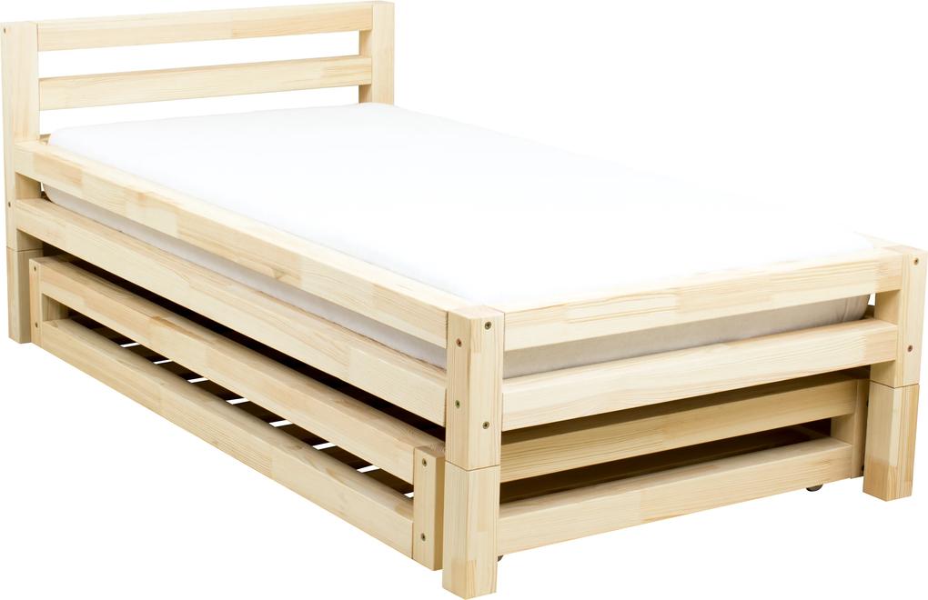 MAXMAX Detská dizajnová posteľ z masívu 200x90 cm SINGLE so zásuvkami