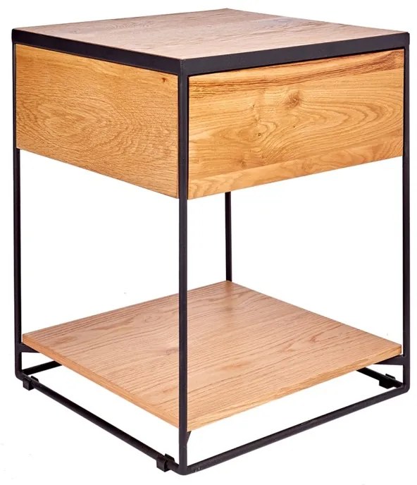 Dizajnový nočný stolík Shayla 40 cm divý dub - Otvorené balenie