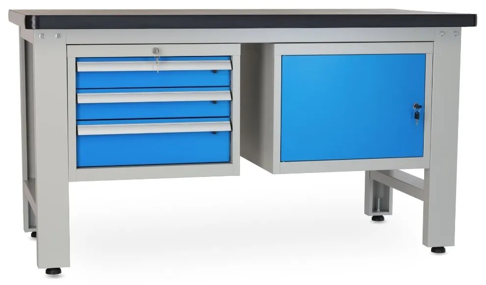Dielenský stôl Solid MDF-31, 150 cm, 2 závesné boxy, čierna