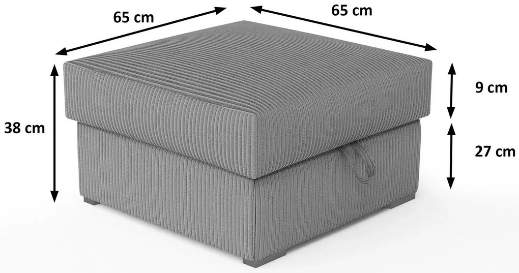 Tmavosivý taburet SMART COSARO s úložným priestorom 65x65 cm