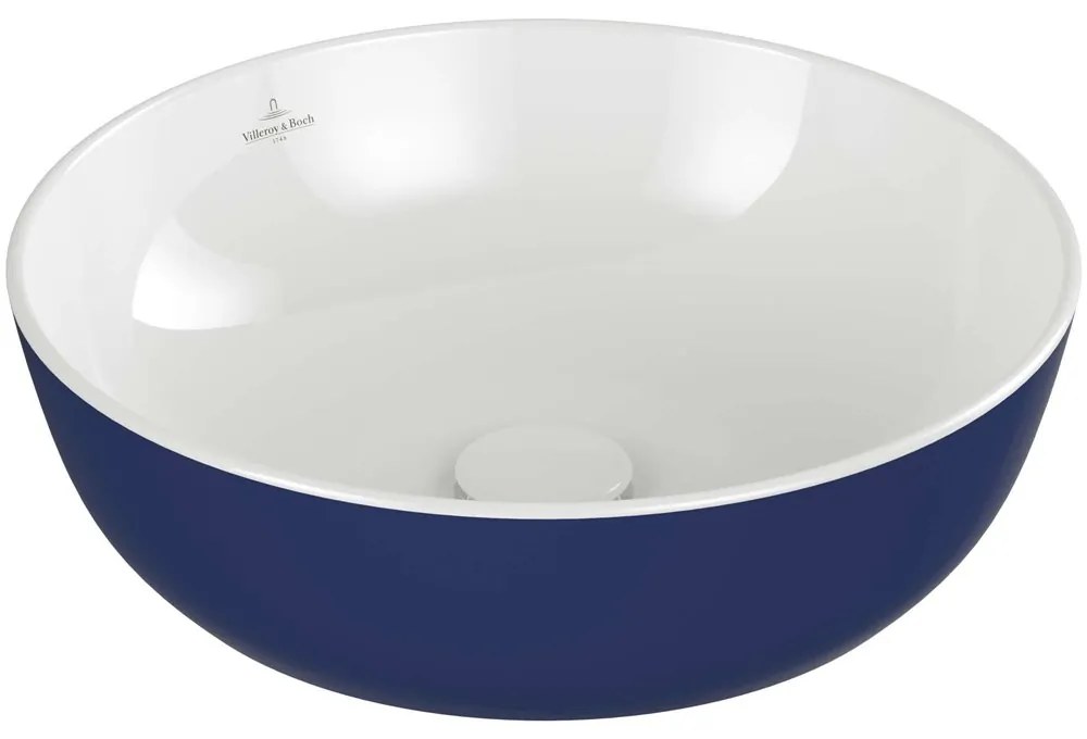 VILLEROY &amp; BOCH Artis okrúhle umývadlo na dosku bez otvoru, bez prepadu, priemer 430 mm, Deep Ocean, 417943BCS4