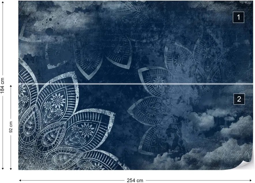 Fototapeta GLIX - Mandala Clouds Night Sky Blue + lepidlo ZADARMO Vliesová tapeta  - 254x184 cm