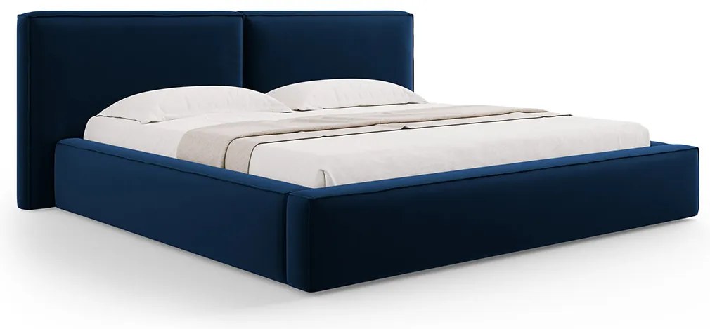 Micadoni Jodie dizajnová posteľ - Kráľovská modrá, Zamat, 140 cm