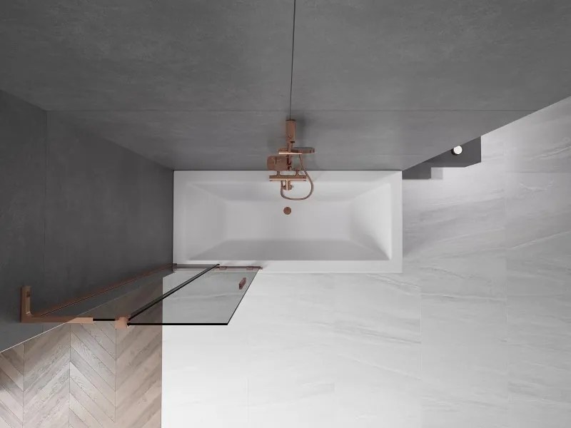 Mexen Velar L, 2-krídlová posuvná vaňová zástena 70 x 150 cm, 8mm šedé sklo, ružové zlato, 896-070-003-41-60
