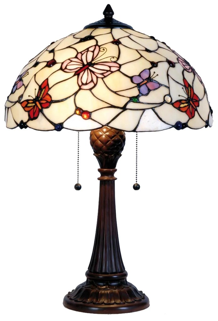 Tiffany nočná lampa MOTÝLE Ø41*60