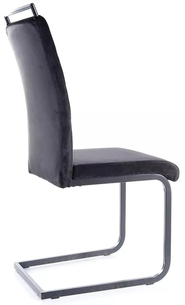 Sametová jídelní židle H-441 černá/stříbrná