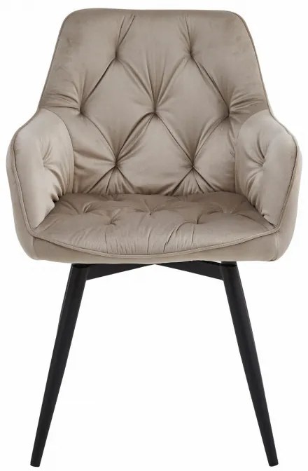 Jedálenská otočná stolička JORK360 zamatová, tmavobéžová (čierne nohy)