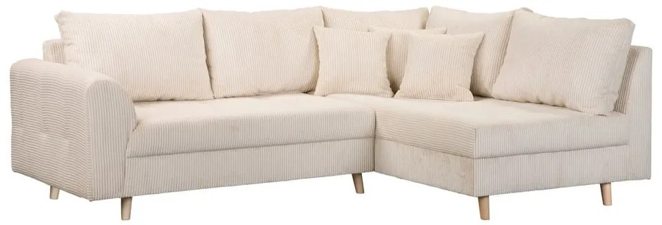 Krémová menčestrová rohová pohovka (pravý roh) Ariella – Ropez