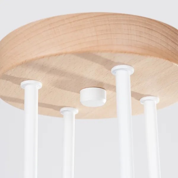 Sollux SL.1665 - Prisadený luster TIMBO 4xE27/15W/230V biela/béžová/buk