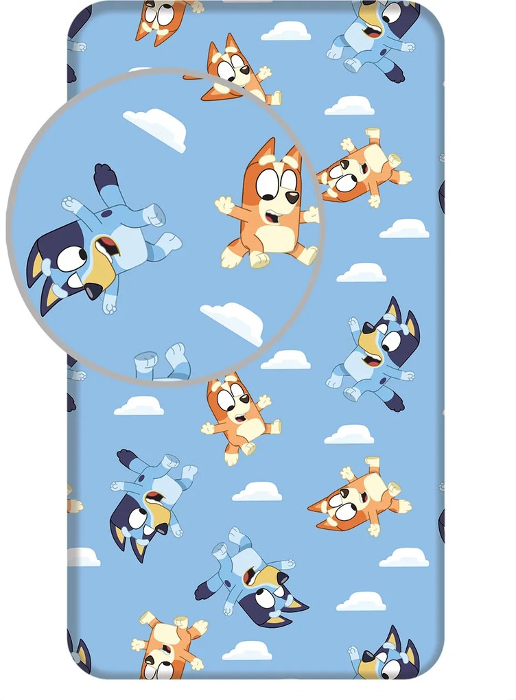 Jerry Fabrics Bavlnené napínacie prestieradlo 90x200 + 25 cm - Bluey 004
