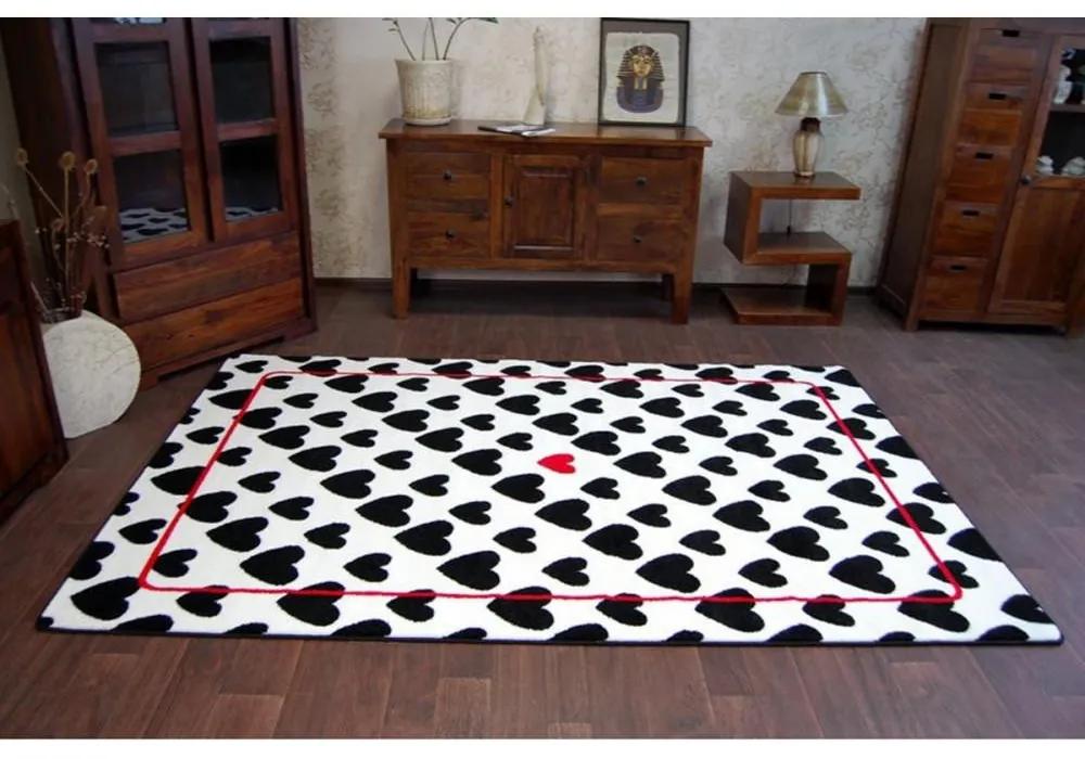 Kusový koberec Srdiečka biely 200x290cm