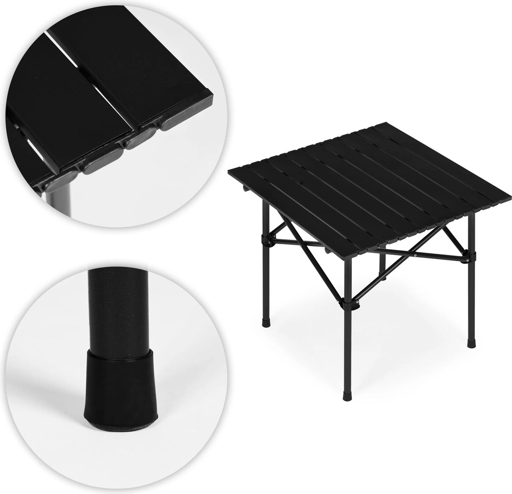 MultiGarden Turistický skladací stôl 53x55 cm s taškou - čierny MultiGarden