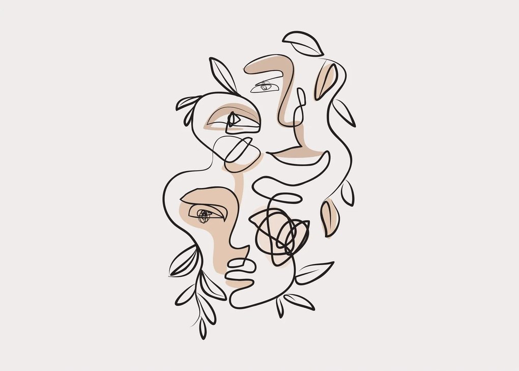 Obraz - Line art tváre (70x50 cm)