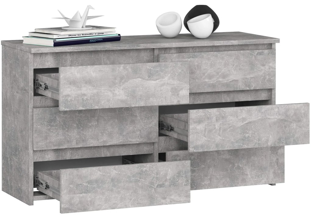 Komoda CL 100 cm 6 zásuviek betón