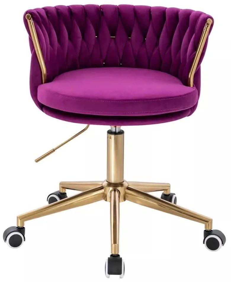 LuxuryForm DESIGN Stolička LYON VELUR na zlatej podstave s kolieskami - fuchsia