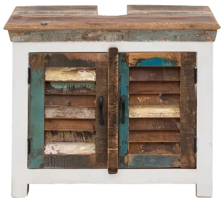 furniture-nabytek.cz - Masivní skříňka pod umyvadlo Perth z recyklovaného dřeva, lakovaná, bílá/barevná