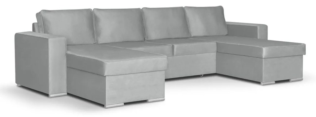 Rohová sedacia súprava s funkciou spania PANORAMO-U Světle šedá