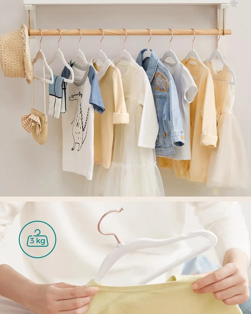 Set detských vešiakov na oblečenie FOUS 50 ks biela/ružová