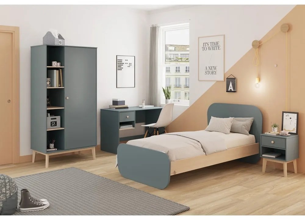 Detská šatníková skriňa sivozelená 90x180x52 cm Esteban – Marckeric