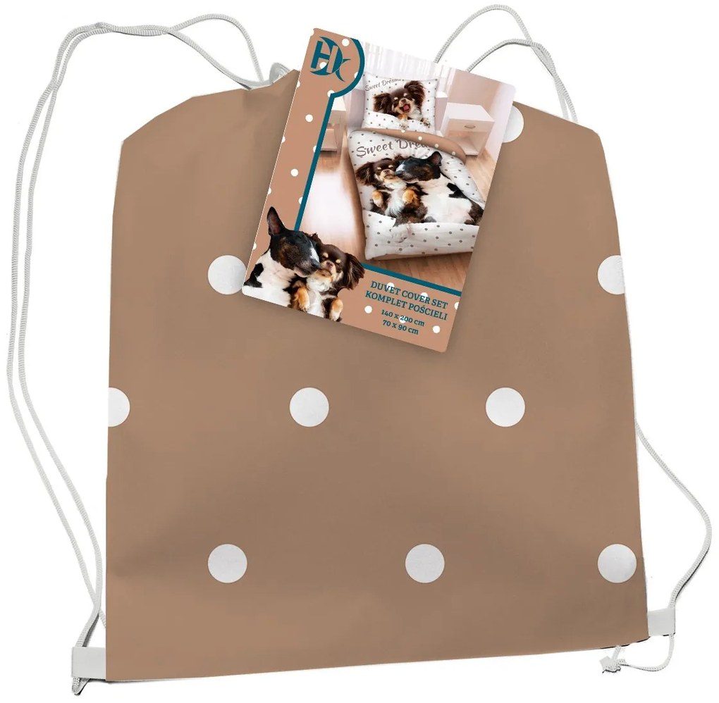 Bavlnené posteľné obliečky psíkovia Papillon a Bulteriér - 100% bavlna - 70 x 90 cm + 140 x 200 cm