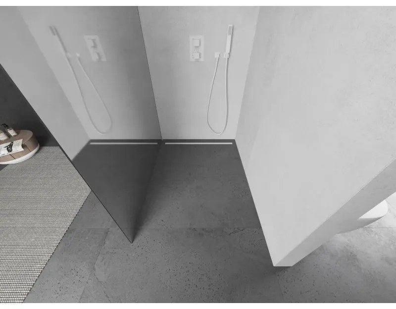 Mexen Kioto L, sprchová zástena Walk-In 100 x 200 cm, 8mm sklo vzor zrkadlo, biely profil, 800-100-103-20-50