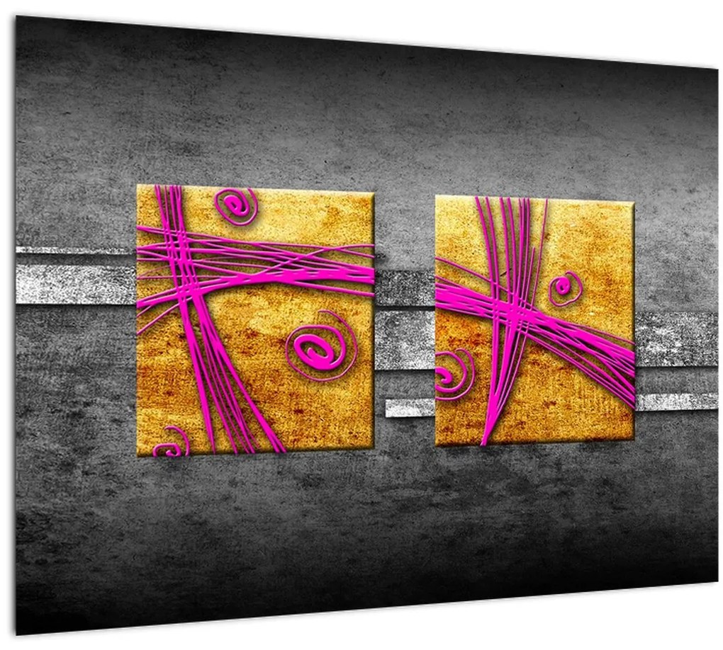 Sklenený obraz farebných štvorcov na čiernom pozadí (70x50 cm)