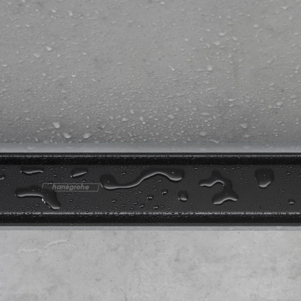 HANSGROHE RainDrain Match vrchná sada sprchového žľabu 100 cm, s výškovo nastaviteľným rámom, matná čierna, 56041670