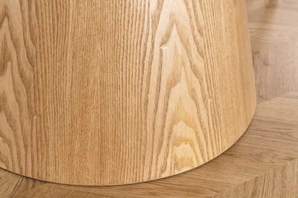 Okrúhly keramický jedálenský stôl Parthenia 120 cm travertín / dub