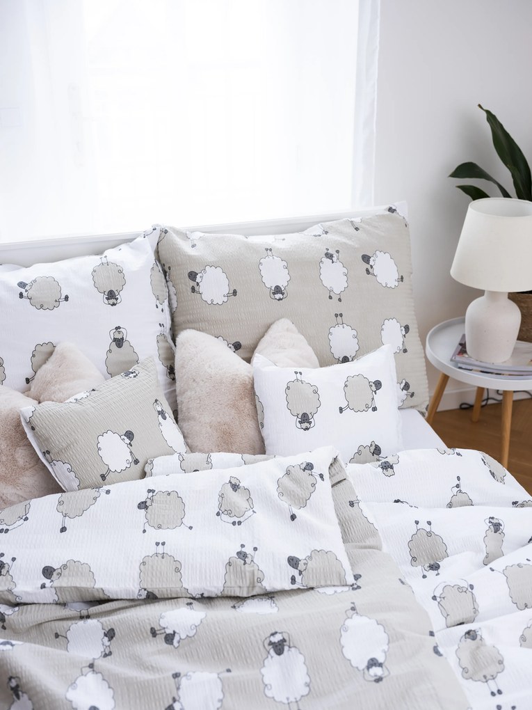 Francúzske krepové obliečky Renforcé - Ovečky Morning Yoga