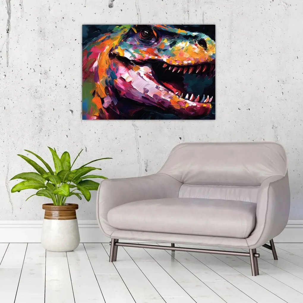 Sklenený obraz - Dinosaurus, maľba (70x50 cm)