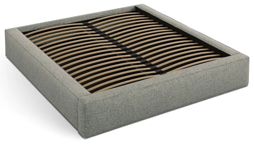 Zelená čalúnená dvojlôžková posteľ s úložným priestorom s roštom 200x200 cm Simon – Micadoni