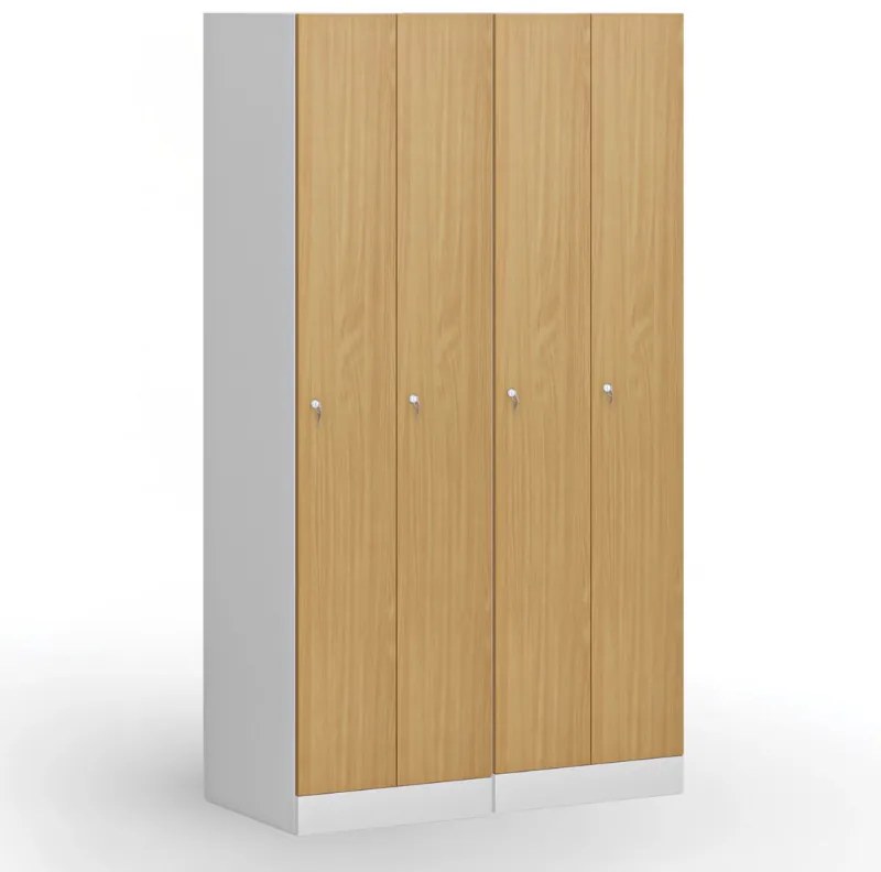 Kovová šatníková skrinka S1 zúžená, 2 oddiely, 1850 x 500 x 500 mm, demont, cylindrický zámok, laminované dvere, breza