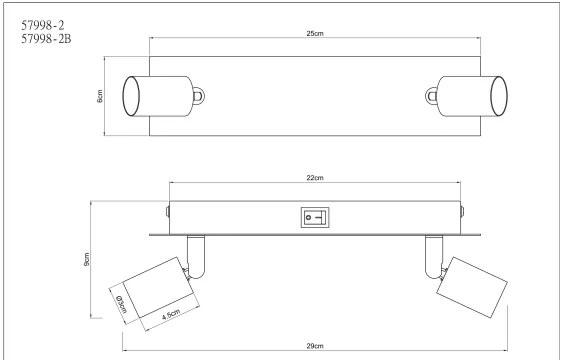 Globo 57998-2 - Bodové svietidlo DREW 2xGU10/35W/230V čierna