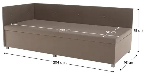 Čalúnená váľanda s univerzálnym čelom a úložným priestorom AMSTERDAM 90x200 cm béžová