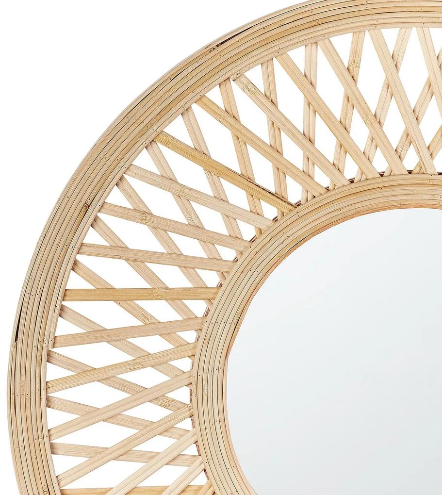 Okrúhle bambusové nástenné zrkadlo ø 60 cm zo svetlého dreva BACATA Beliani