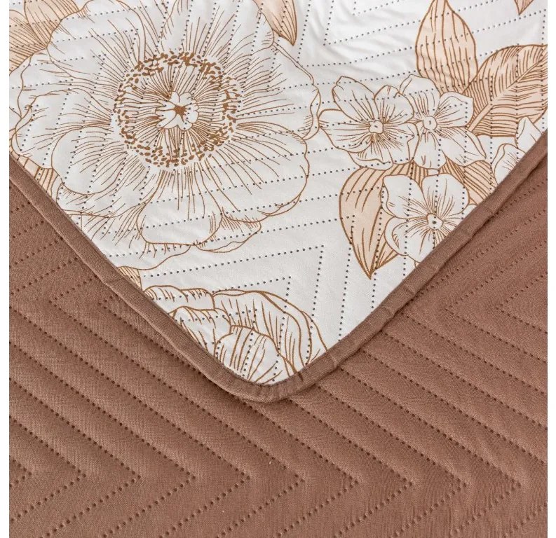 Prehoz na posteľ PETALIS krémový / hnedý Rozmer: 220 x 240 cm