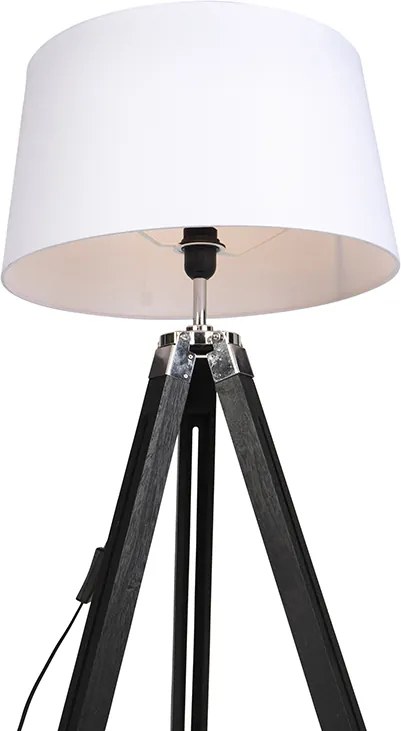Stojaca lampa trojnožka čierna s tienidlom 45 cm ľanové biele