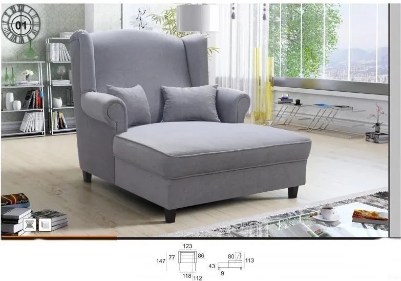 Kreslo AS XXL, sivá / wenge (donna an4092)