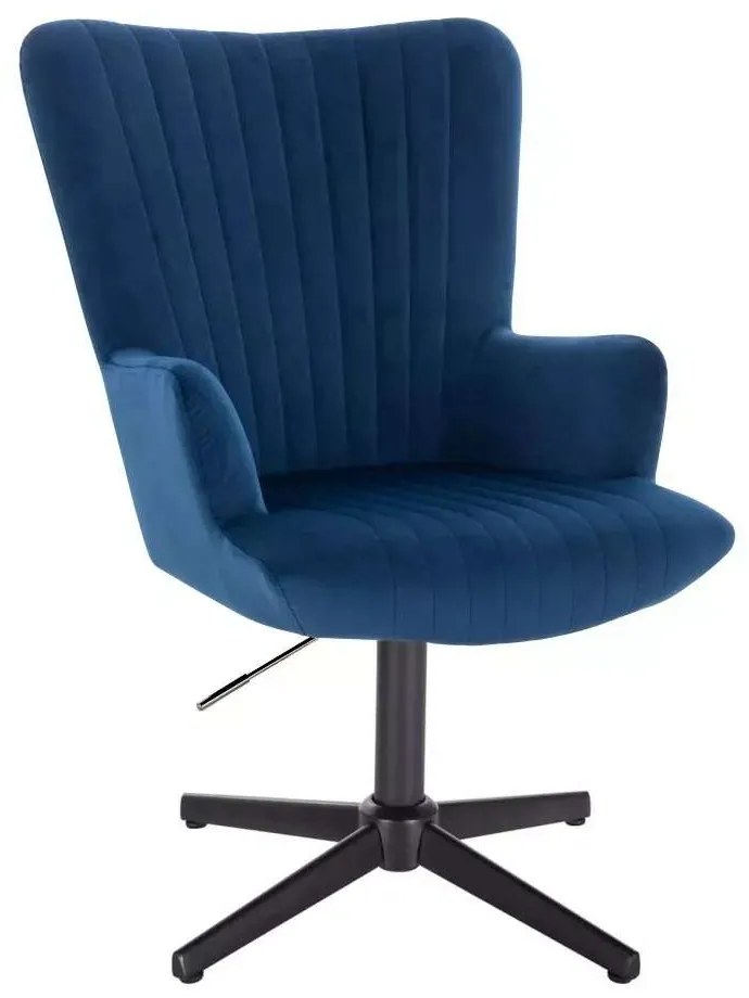 LuxuryForm DESIGN Kreslo AMADEO VELUR na čiernom kríži - modré